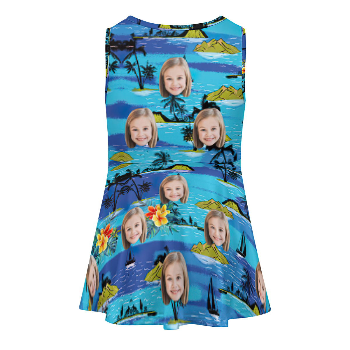 Custom Face Dress Personalised Summer Hawaiian Girls'Dresses Holiday Style - MyFaceSocksAu
