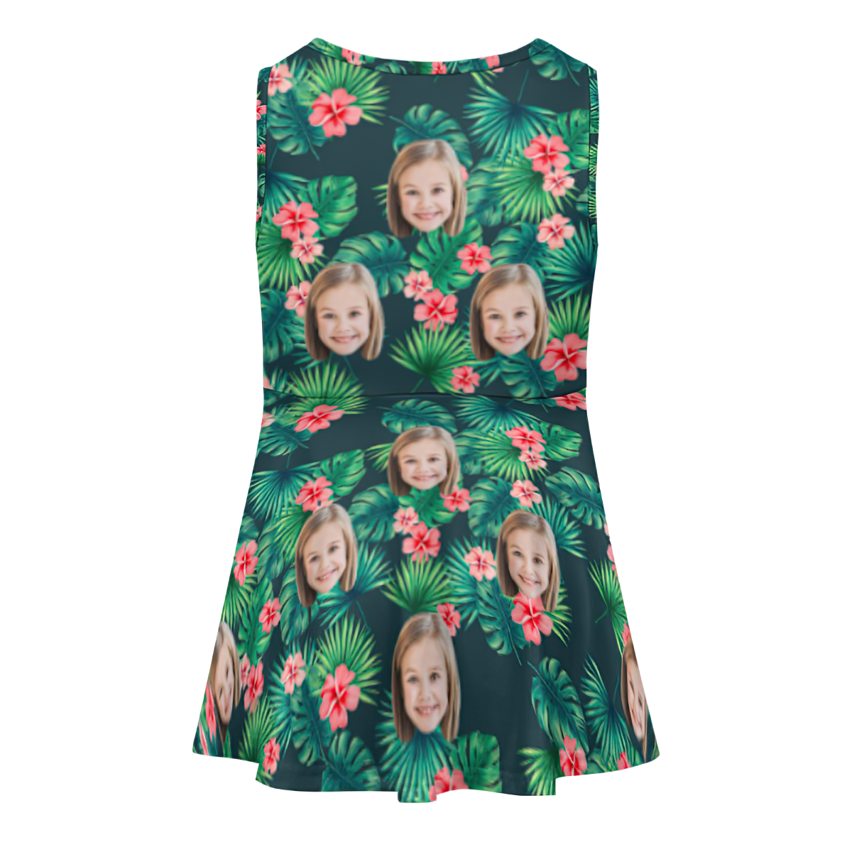 Custom Face Dress Personalised Summer Hawaiian Girls'Dresses Red Flowers - MyFaceSocksAu