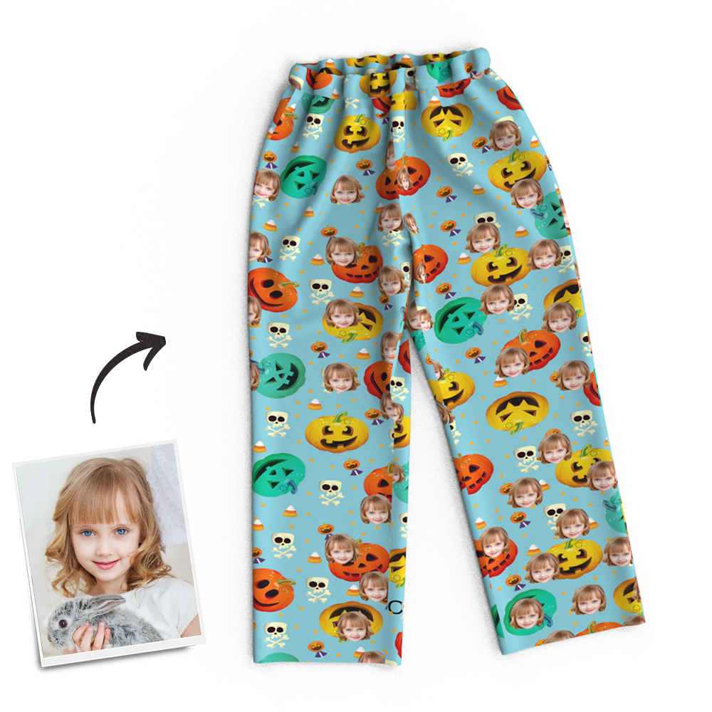Custom Face Pumpkin Skeleton Pajamas Halloween For Children - MyFaceSocksAu