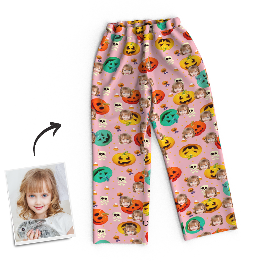 Custom Face Pumpkin Skeleton Pajamas Halloween For Children - MyFaceSocksAu