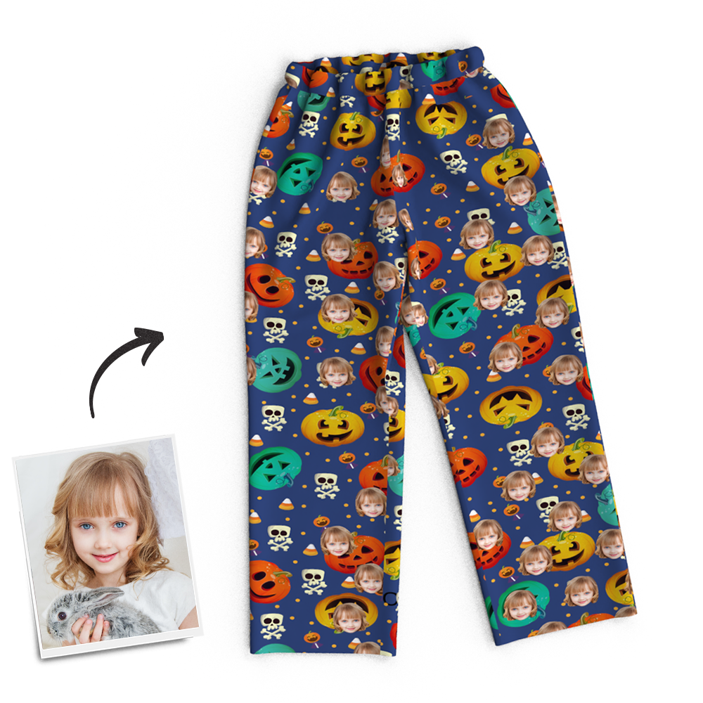 Custom Face Pumpkin Skeleton Pajamas Halloween For Children - MyFaceSocksAu