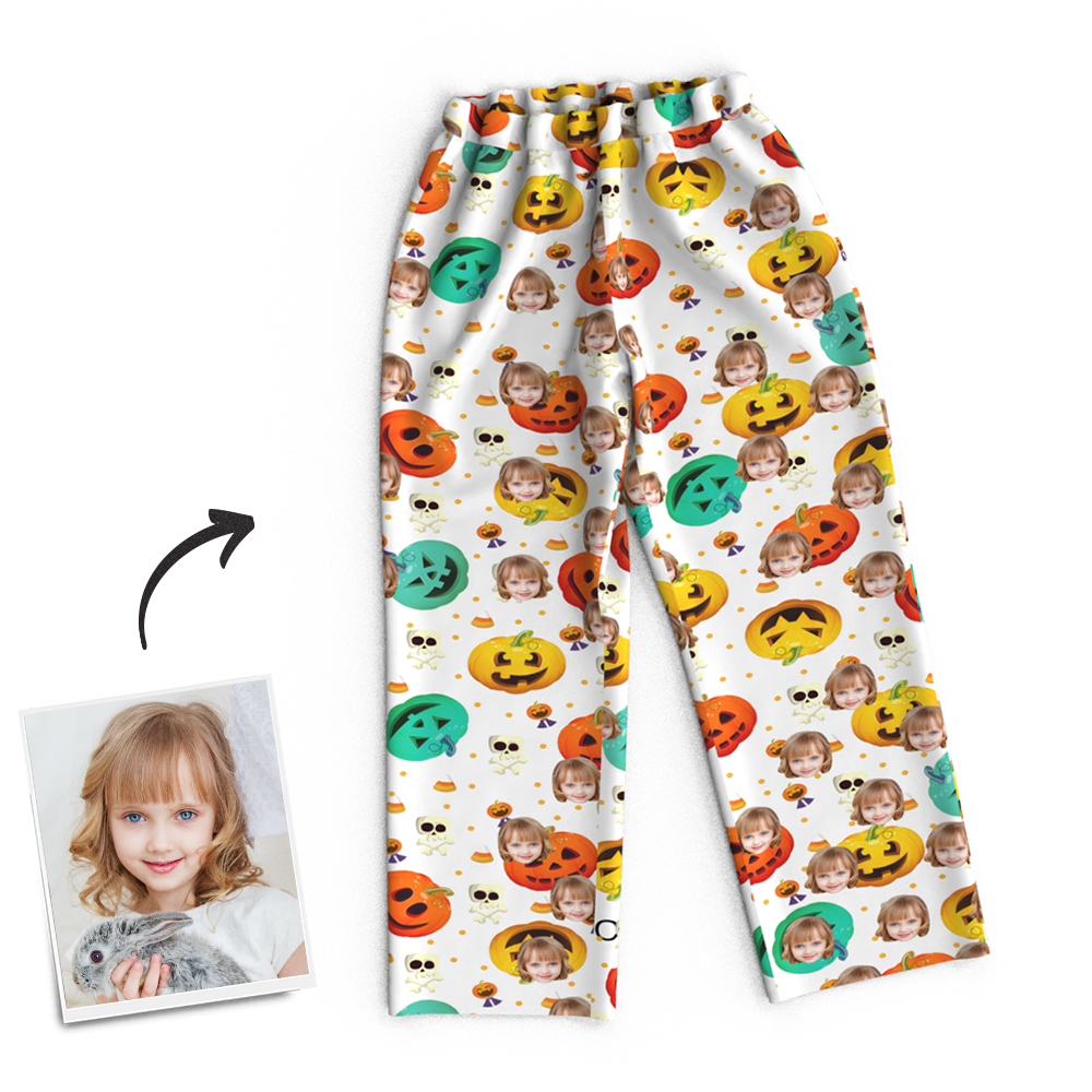 Custom Face Pumpkin Skeleton Pajamas Halloween For Children - MyFaceSocksAu