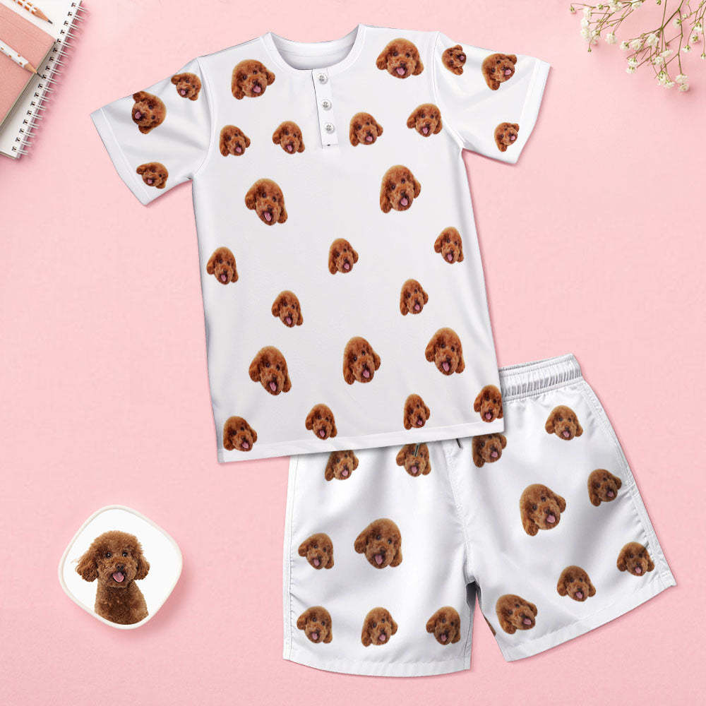 Custom Face Pajamas White Funny Pet Face Women Short Pajama Set Gift for Women - MyFaceSocksAu