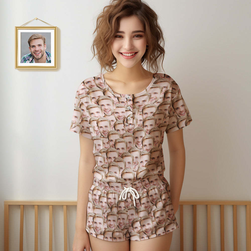 Custom Face Pajamas Mash Face Women Short Pajama Set Gift for Her - MyFaceSocksAu