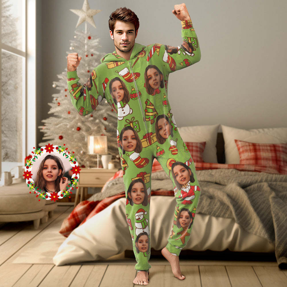 Onesies Green Christmas Pajamas One-Piece Sleepwear Family Pyjamas Christmas Gift - MyFaceSocksAu