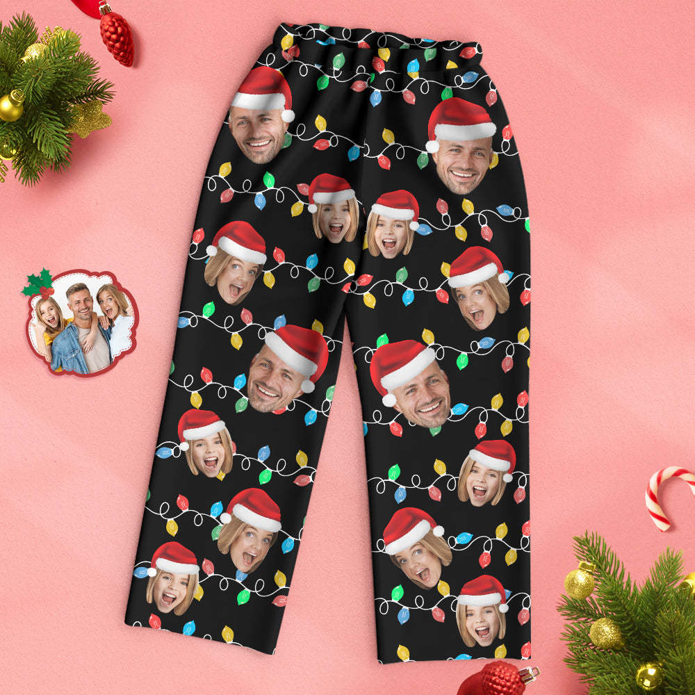 Custom Face Pajama Personalized Photo Christmas Family Xmas Leds Pajamas - MyFaceSocksAu