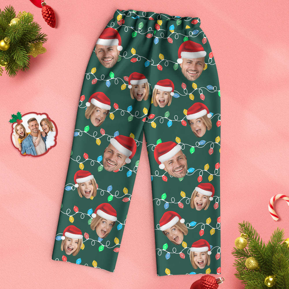 Custom Face Pajama Personalized Photo Christmas Family Xmas Leds Pajamas - MyFaceSocksAu