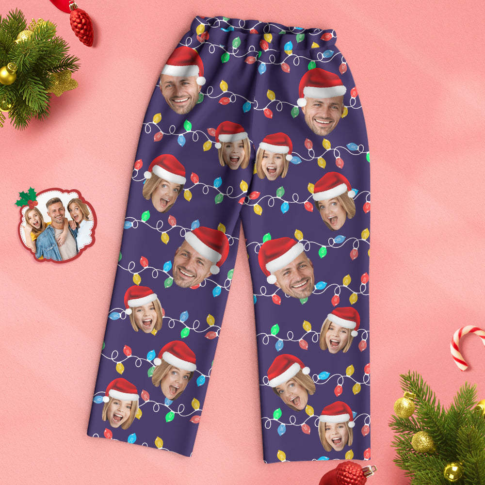 Custom Face Pajama Personalized Photo Christmas Family Xmas Leds Pajamas - MyFaceSocksAu