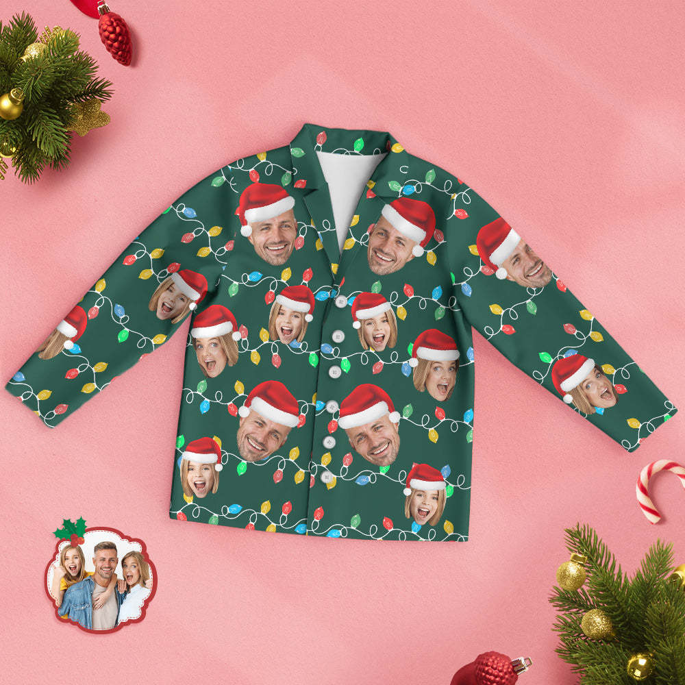 Custom Face Pajama Personalized Photo Christmas Family Xmas Leds Pajamas - MyFaceSocksAu