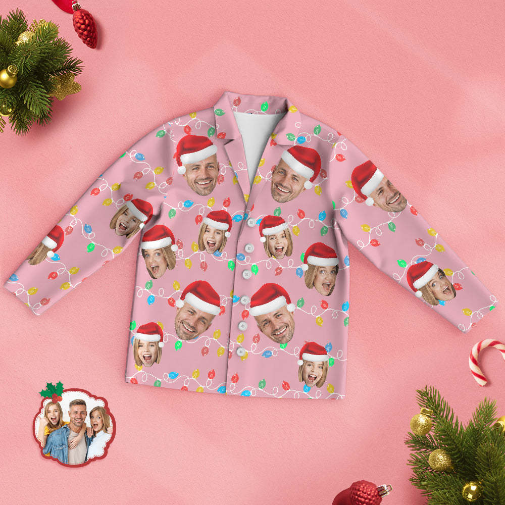 Custom Face Pajama Personalized Photo Christmas Family Xmas Leds Pajamas - MyFaceSocksAu