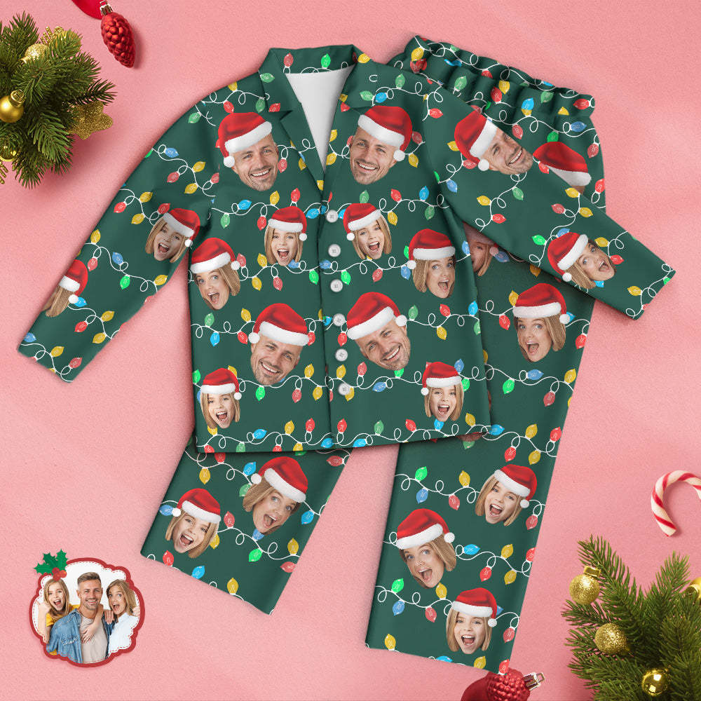 Custom Face Pajama Personalized Photo Christmas Family Xmas Leds Pajamas - MyFaceSocksAu