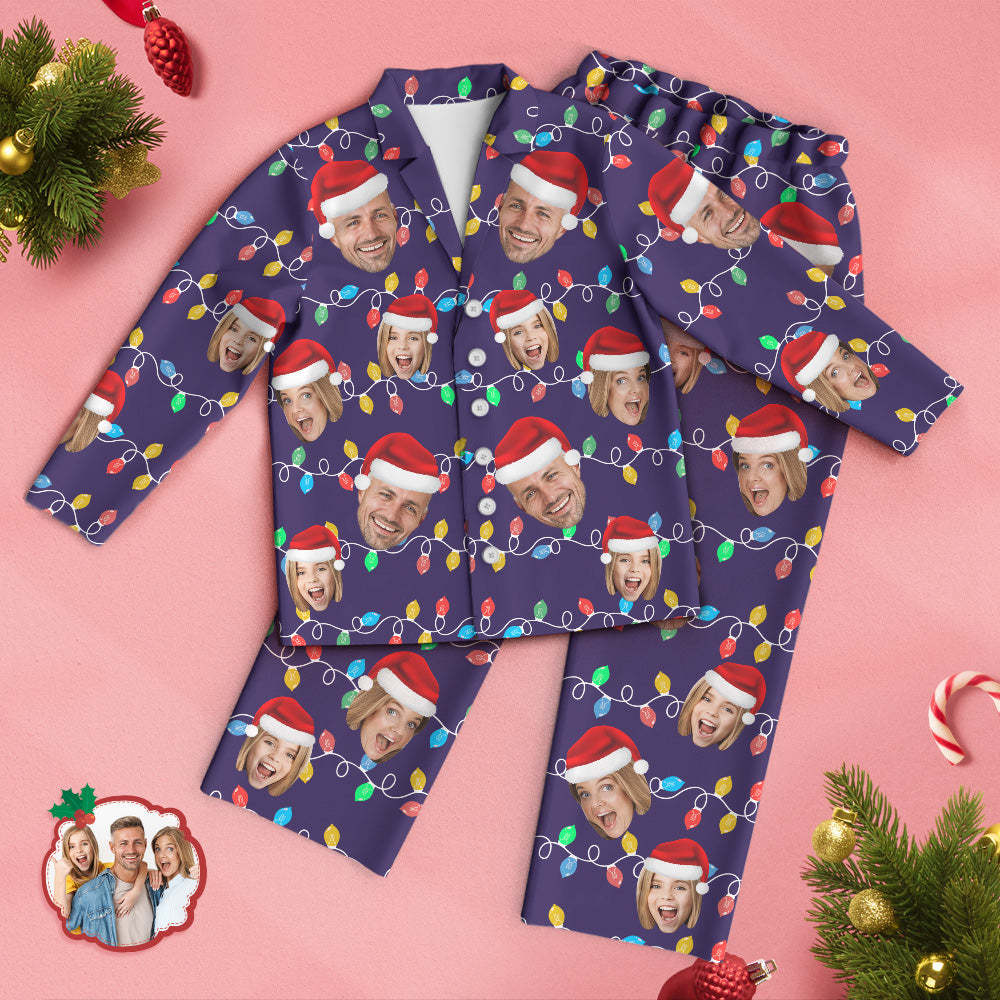 Custom Face Pajama Personalized Photo Christmas Family Xmas Leds Pajamas - MyFaceSocksAu