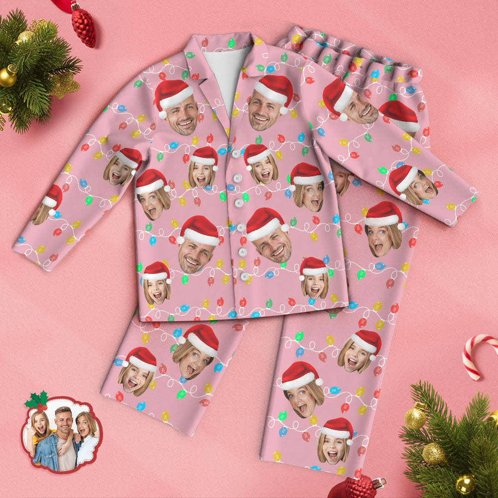 Custom Face Pajama Personalized Photo Christmas Family Xmas Leds Pajamas - MyFaceSocksAu