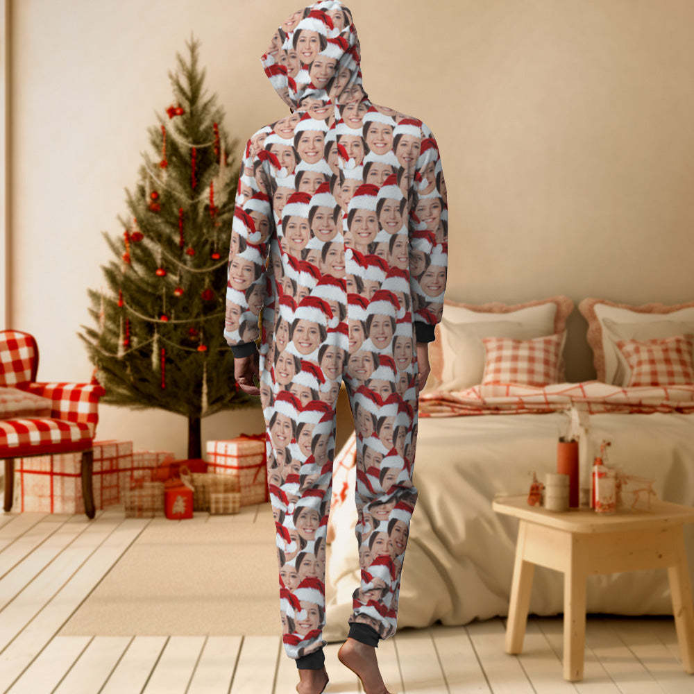 Custom Face Mash Onesies Christmas Pajamas One-Piece Sleepwear Christmas Gift - MyFaceSocksAu