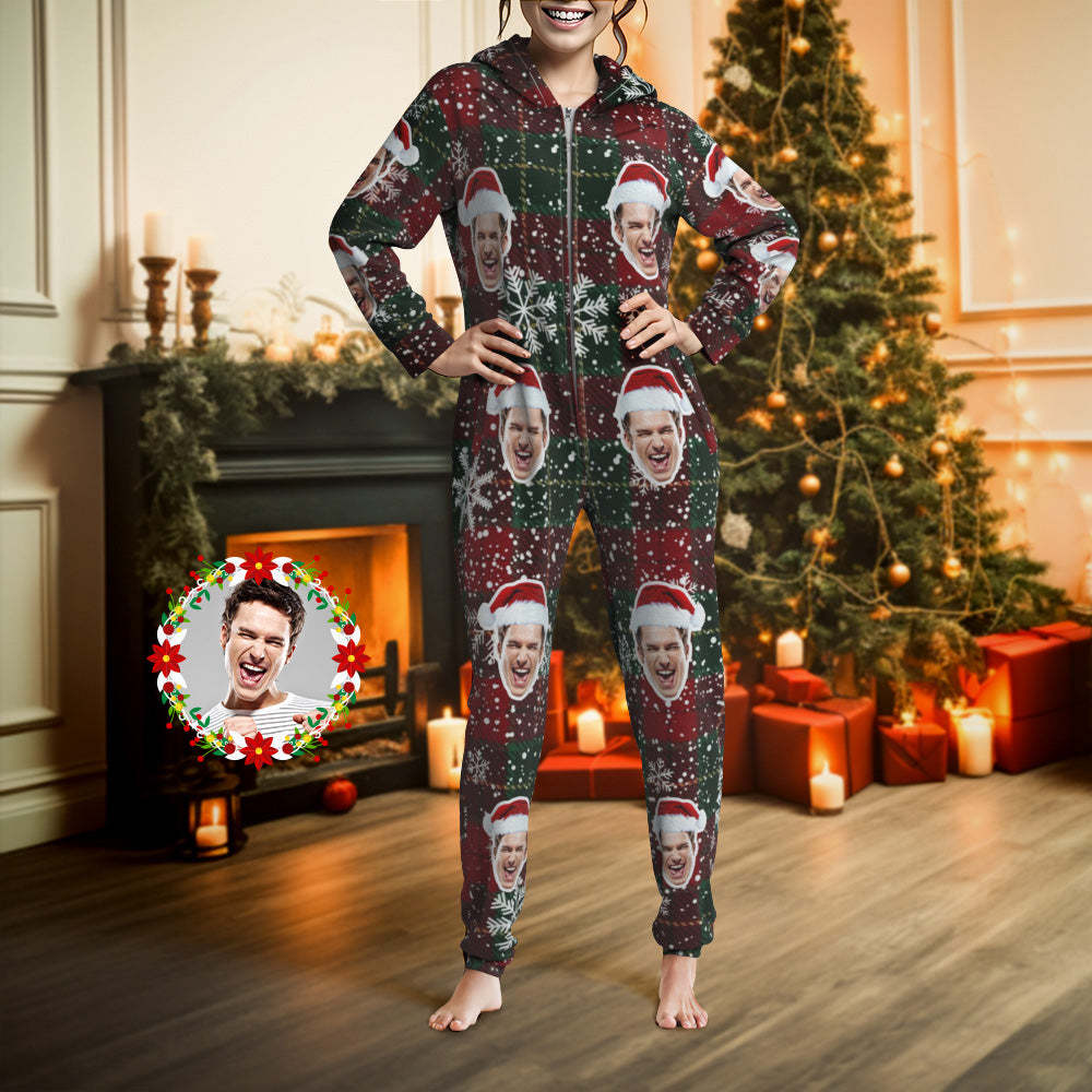 Custom Face Classic Christmas Onesies Pajamas One-Piece Sleepwear Christmas Gift - MyFaceSocksAu