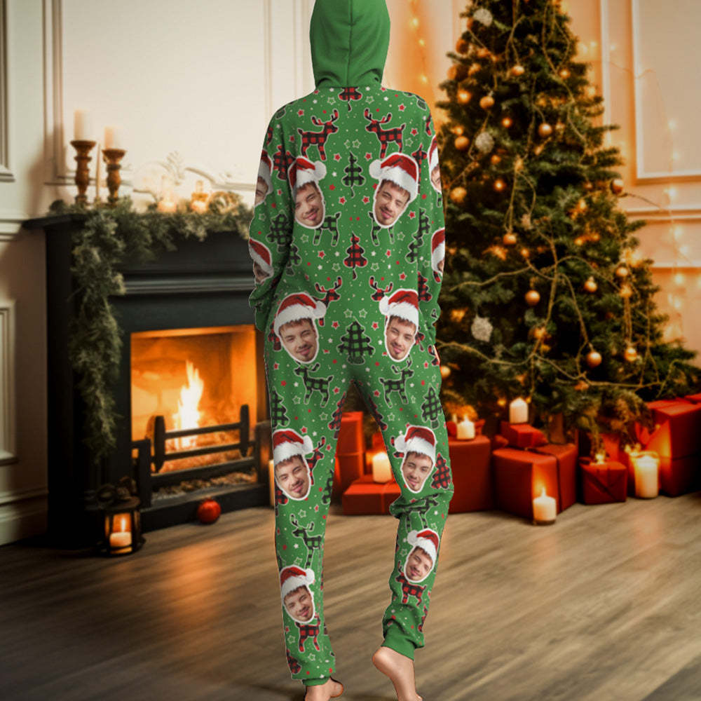 Custom Face Onesies Pajamas Colorful Christmas One-Piece Sleepwear Christmas Gift - MyFaceSocksAu