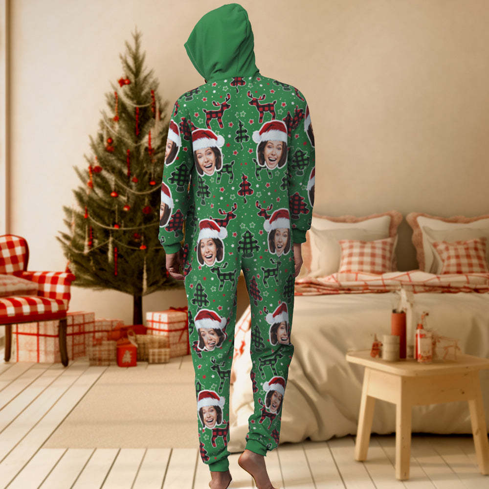 Custom Face Onesies Pajamas Colorful Christmas One-Piece Sleepwear Christmas Gift - MyFaceSocksAu