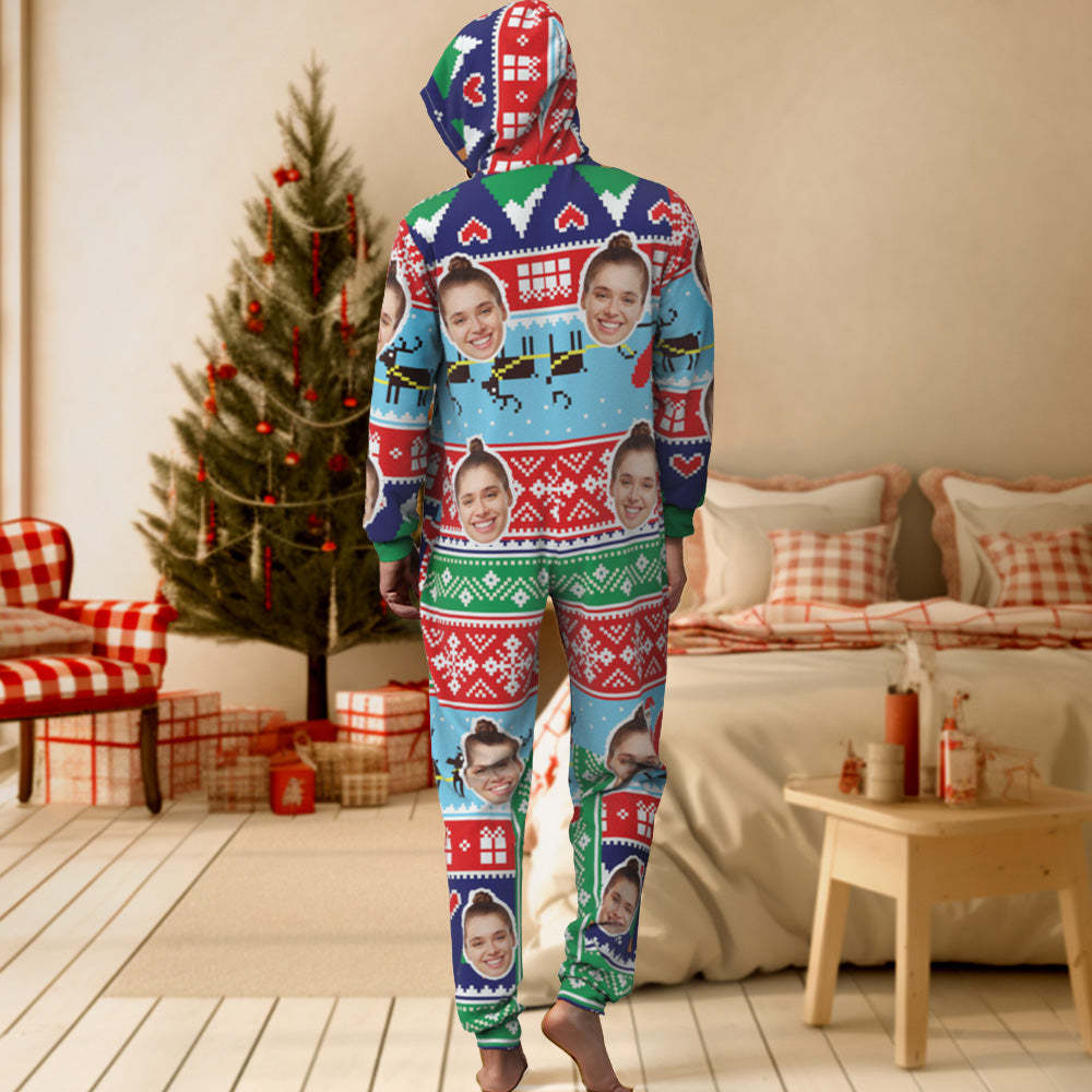Custom Face Onesies Pajamas Class Christmas One-Piece Sleepwear Christmas Gift - MyFaceSocksAu