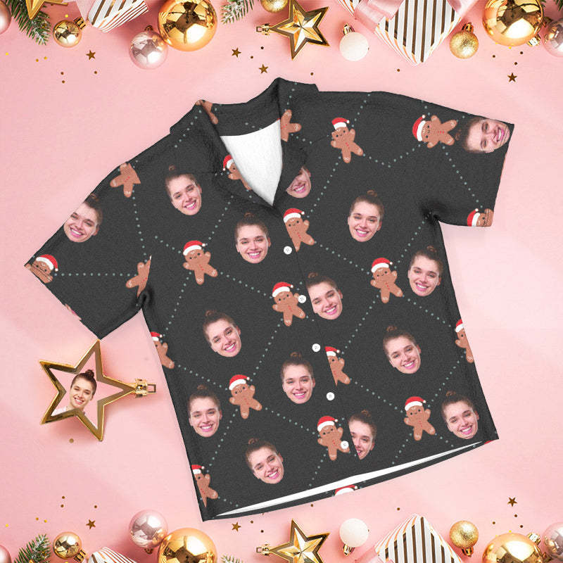 Custom Face Pajamas Christmas Pajamas Cute Gingerbread Pajamas - MyFaceSocksAu