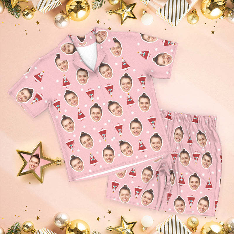 Custom Pink Face Pajamas Cute Santa Claus Pajamas - MyFaceSocksAu