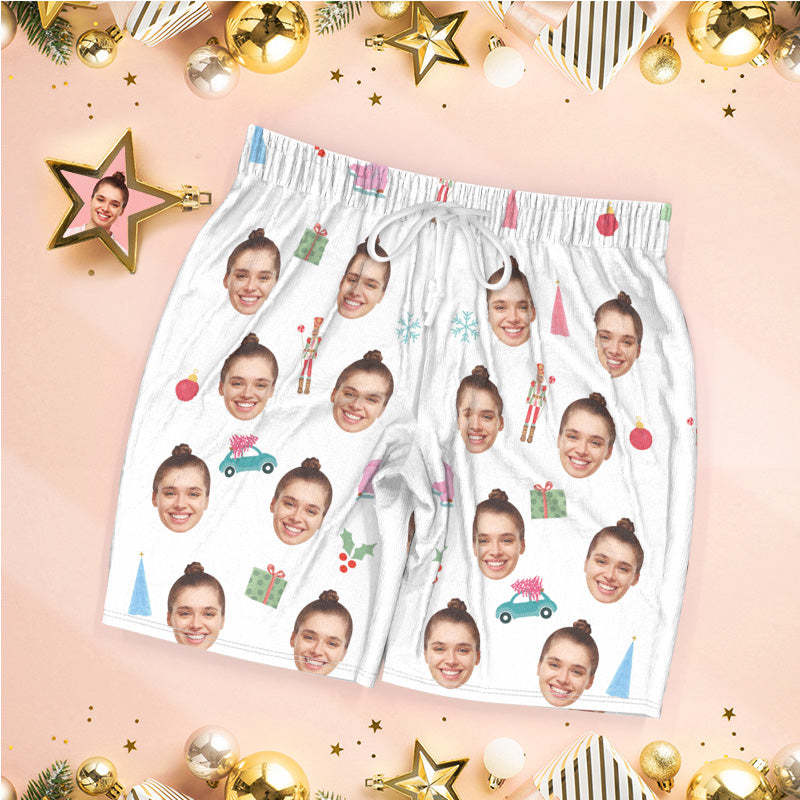 Custom Face Pajamas Christmas Pajamas Snowflakes and Cars - MyFaceSocksAu