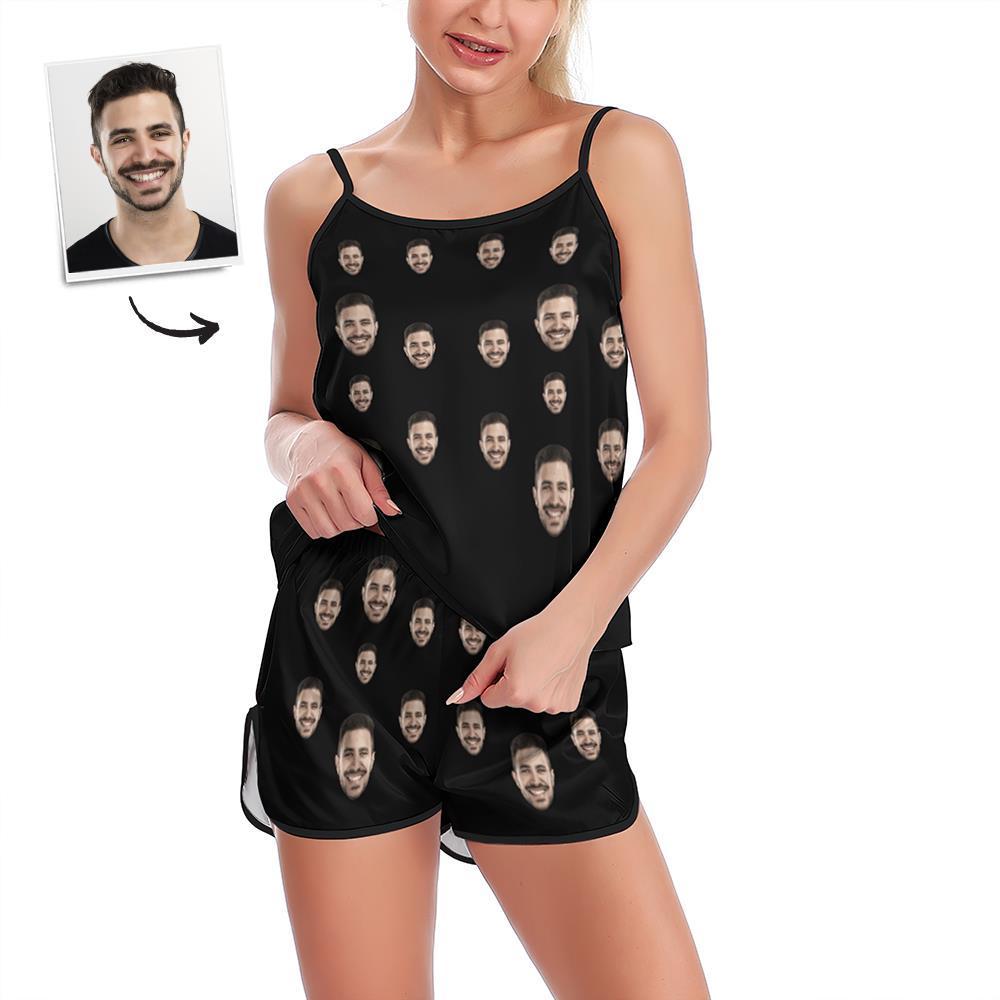 Custom Face Pajamas Suspender Sleepcoat Shorts Lingerie Set Summer Sleepwear - Face - MyFaceSocksAu
