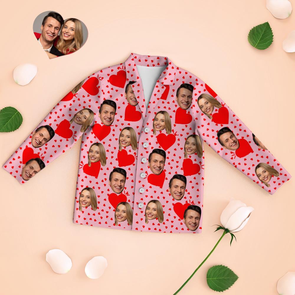 Custom Face Long Sleeve Pajamas Sleepwear Set - Full Hearts