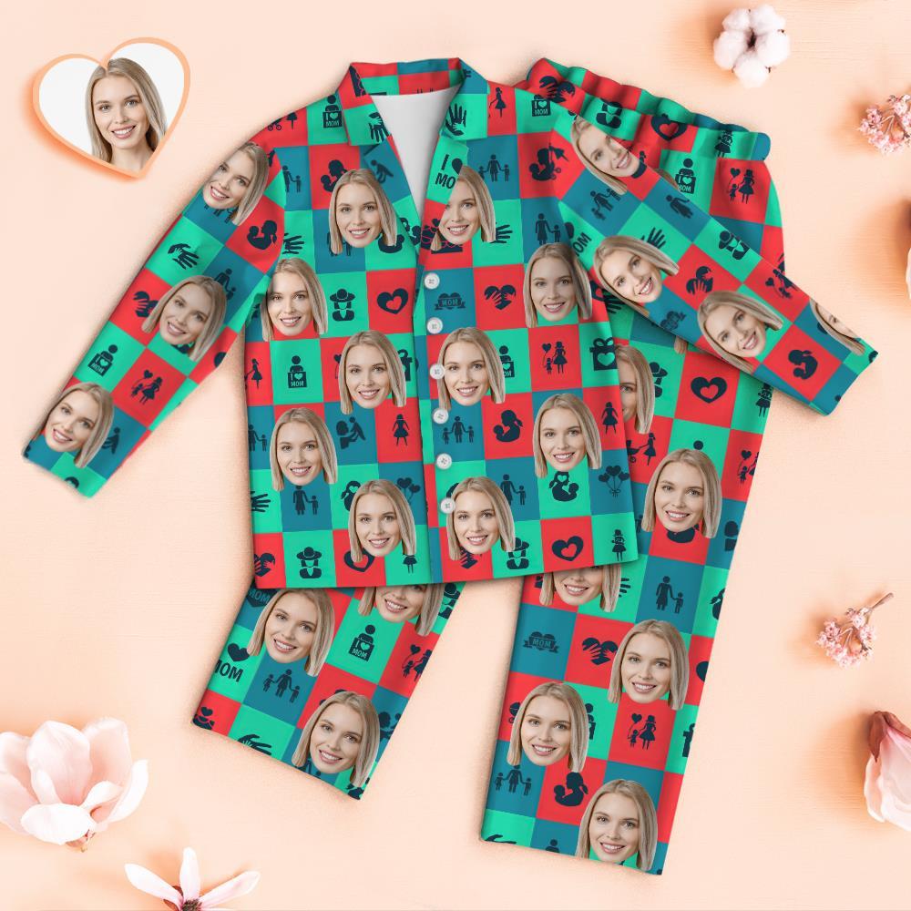 Custom Face Pajamas Symbol of Mum Personalized Photo Pajamas Set Mother's Day Gifts