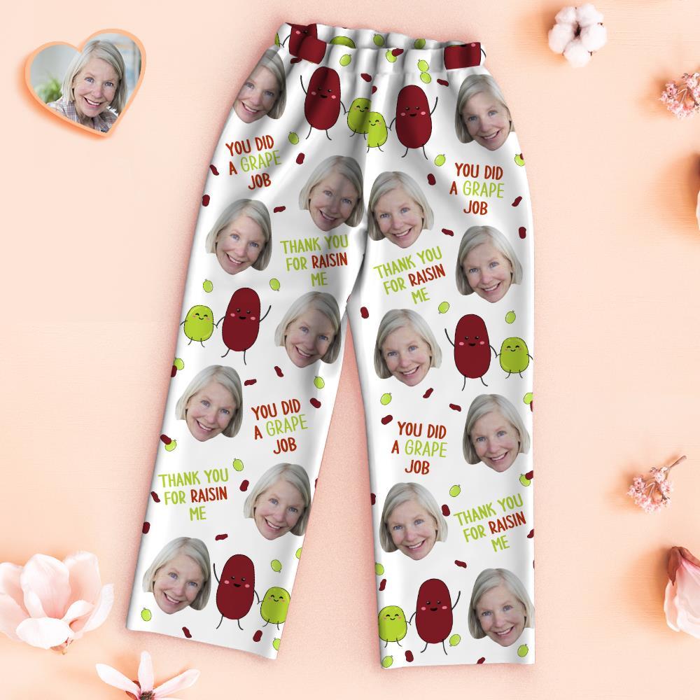 Custom Face Pajamas You Did A Grape Job Personalized Photo Pajamas Set Mother's Day Gifts