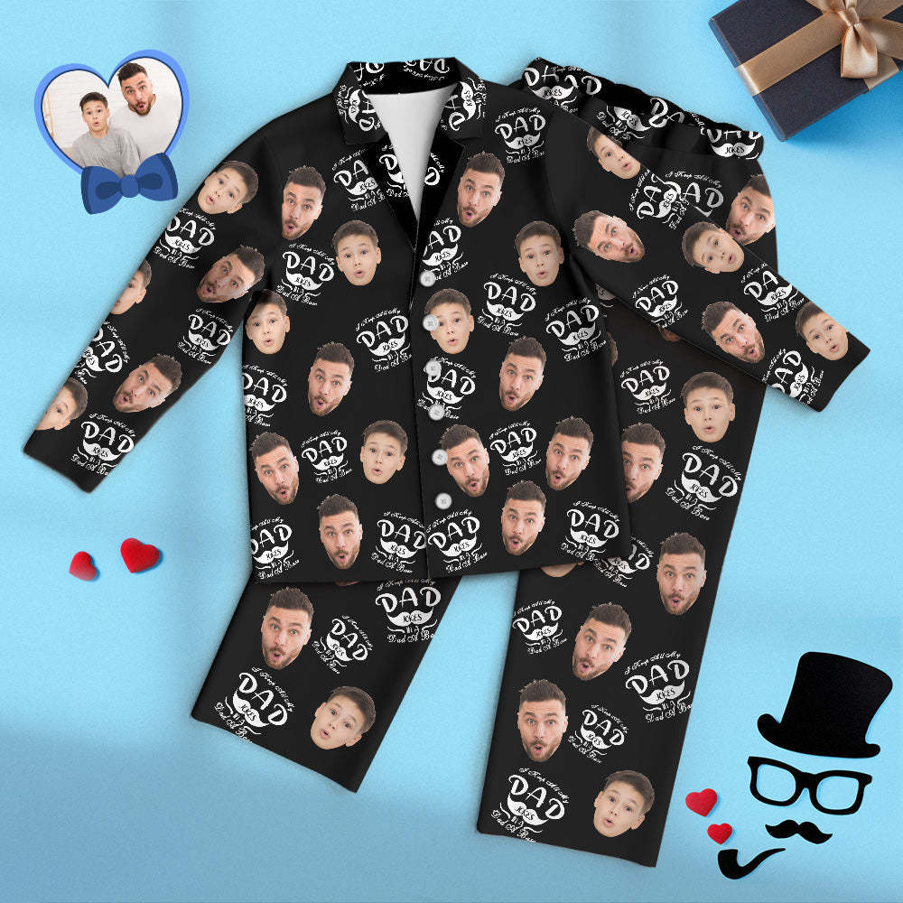 Custom Face Long Sleeve Pajamas Sleepwear Set - I Keep All My Dad Jokes In a Dad A Base