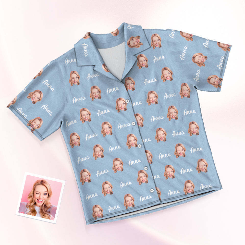 Custom Face And Name Short Sleeved Pajamas Personalised Photo Pajama Women Men Summer Pajamas Summer Gifts