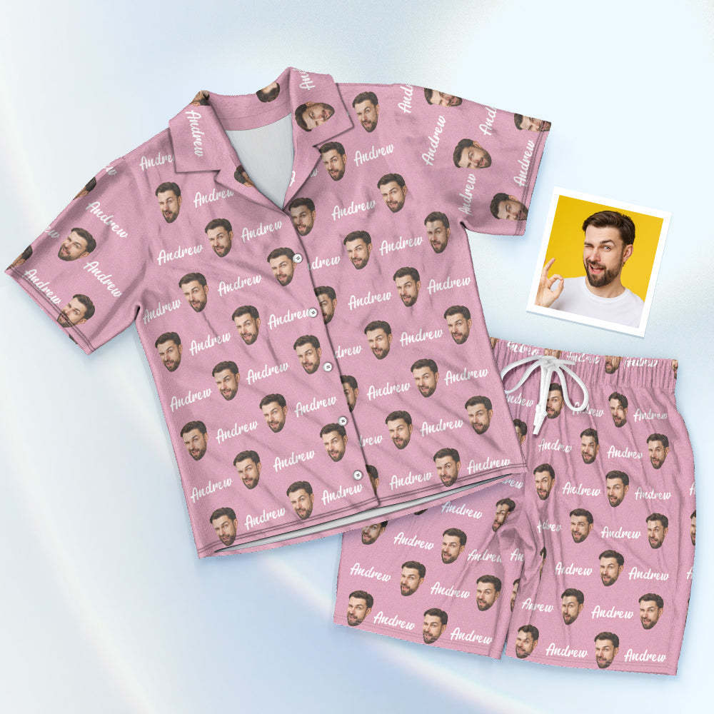 Custom Face And Name Short Sleeved Pajamas Personalised Photo Pajama Women Men Summer Pajamas Summer Gifts