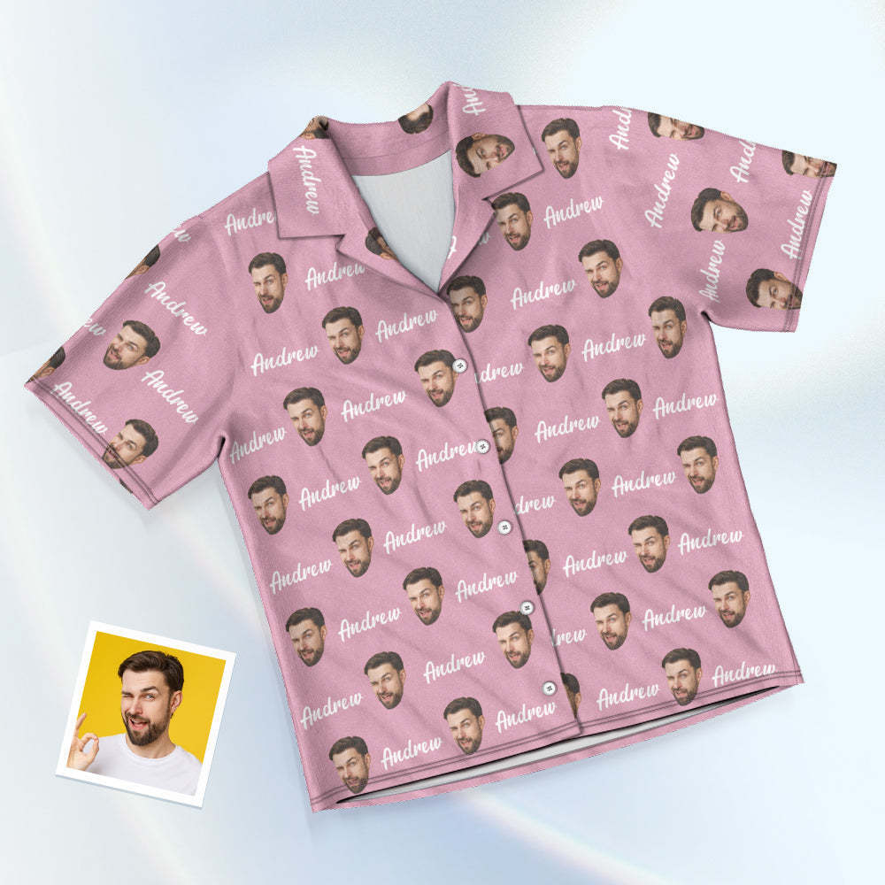 Custom Face And Name Short Sleeved Pajamas Personalised Photo Pajama Women Men Summer Pajamas Summer Gifts