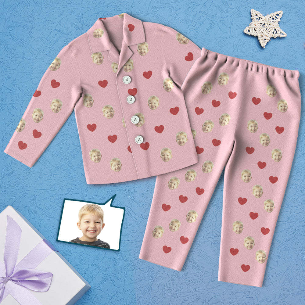 Custom Face Children's Pajamas Personalized Kid's Sleepwear - Love Heart - MyFaceSocksAu