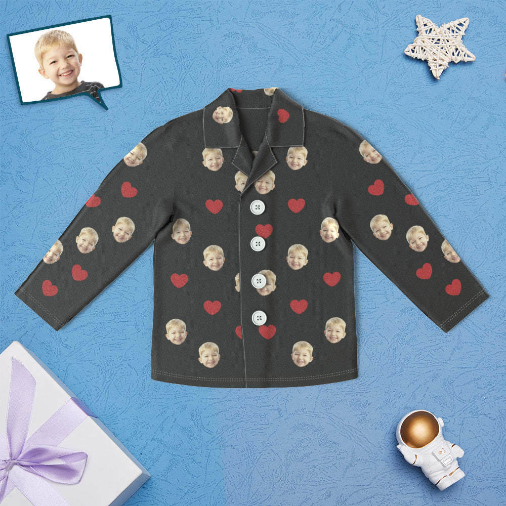 Custom Face Children's Pajamas Personalized Kid's Sleepwear - Love Heart - MyFaceSocksAu