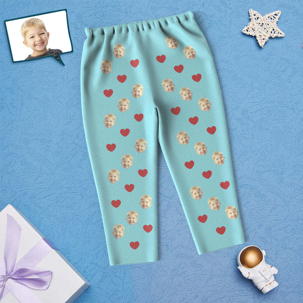 Custom Face Children's Pajamas Personalized Kid's Sleepwear - Love Heart - MyFaceSocksAu