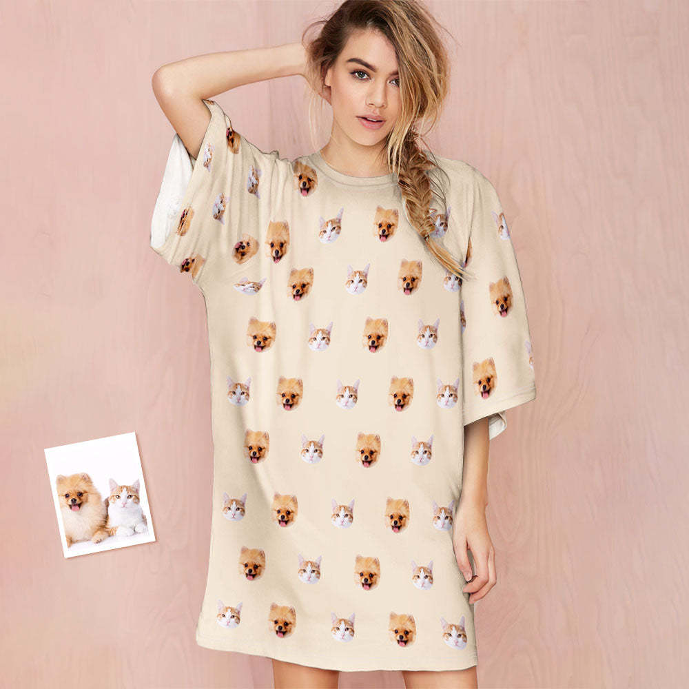 Custom Photo Face Nightdress Cute Pet Creative Home Gifts - MyFaceSocksAu