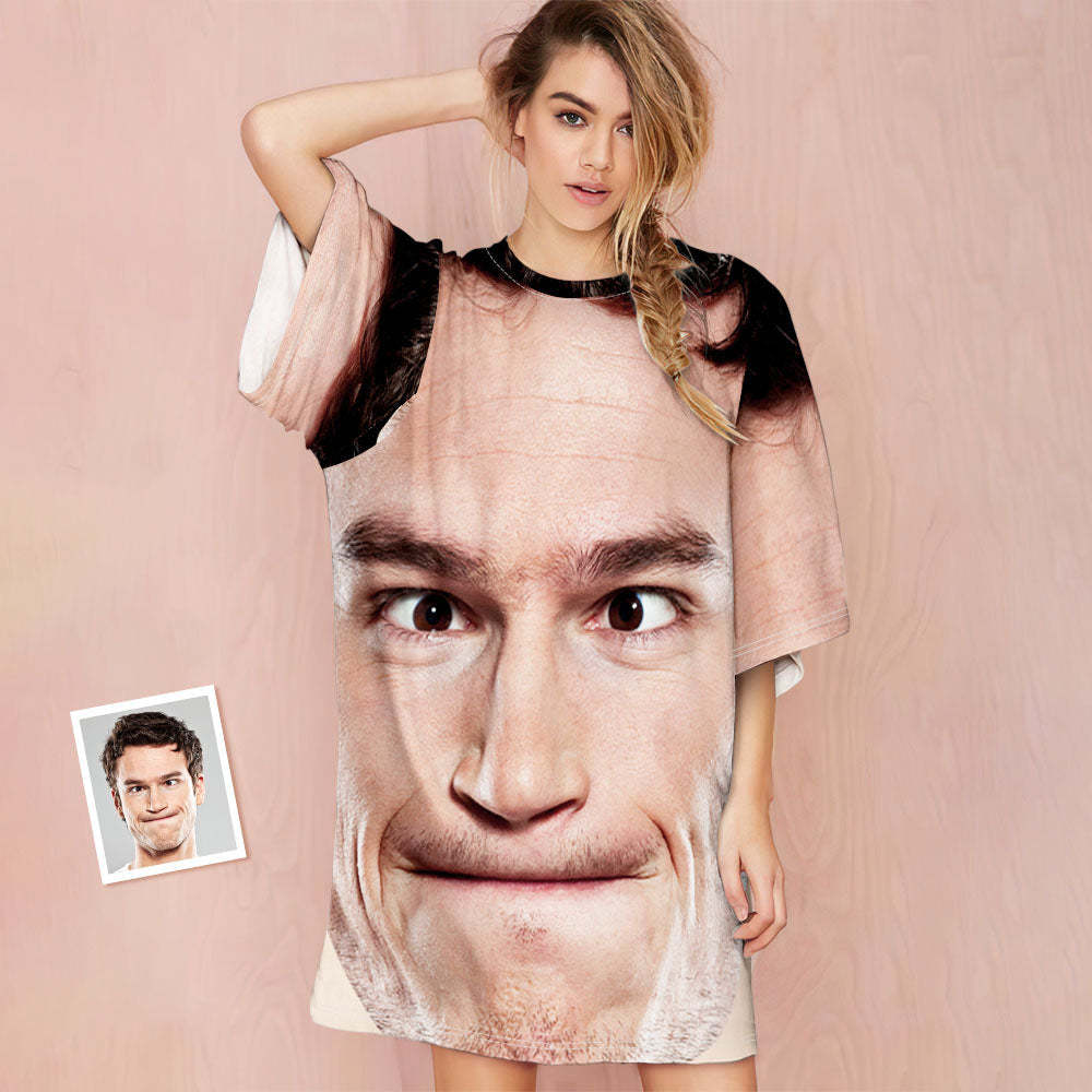 Custom Photo Face Nightdress Creative Spoof Man Face Funny Gifts - MyFaceSocksAu