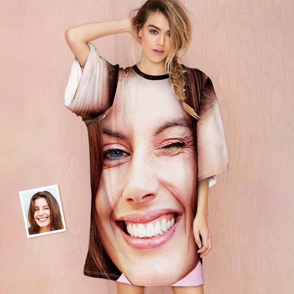 Custom Photo Face Nightdress Creative Spoof Woman Face Funny Gifts - MyFaceSocksAu