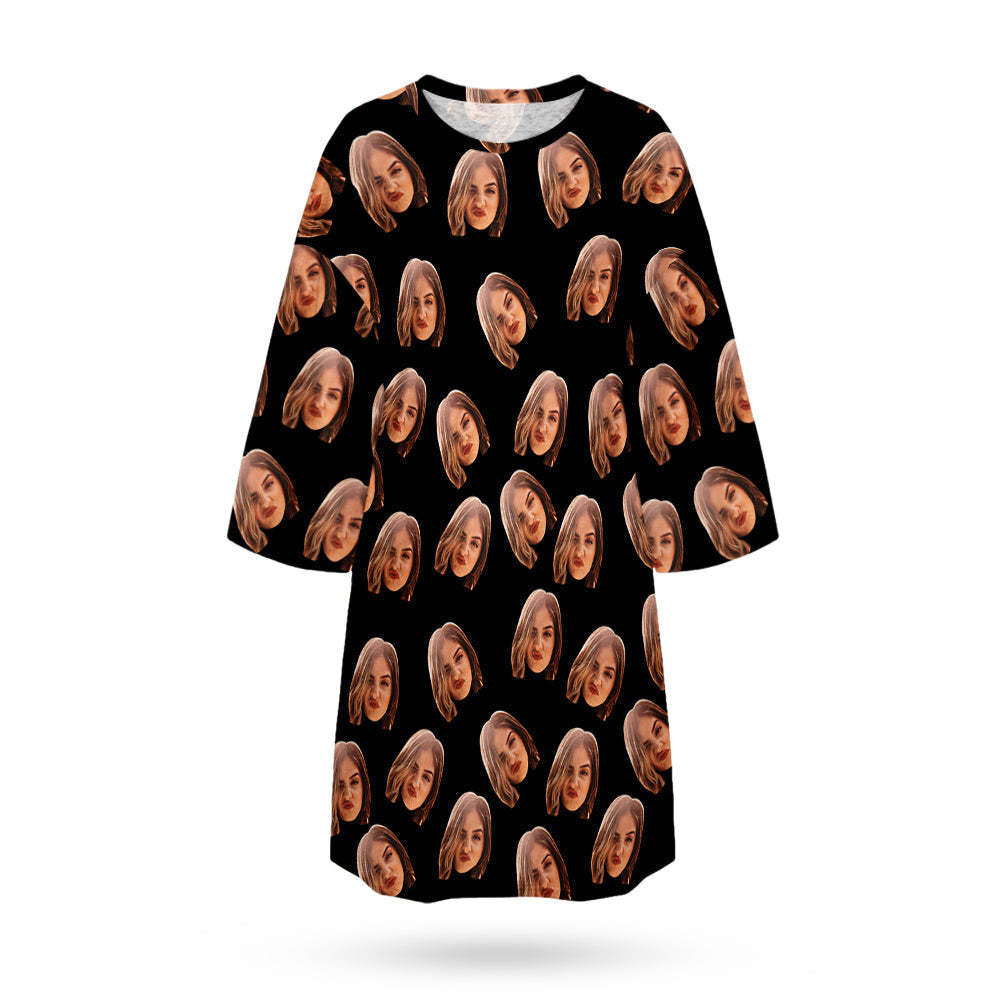 Custom Photo Face Nightdress Personalised Women's Oversized Colorful Nightshirt Gifts For Women - MyFaceSocksAu