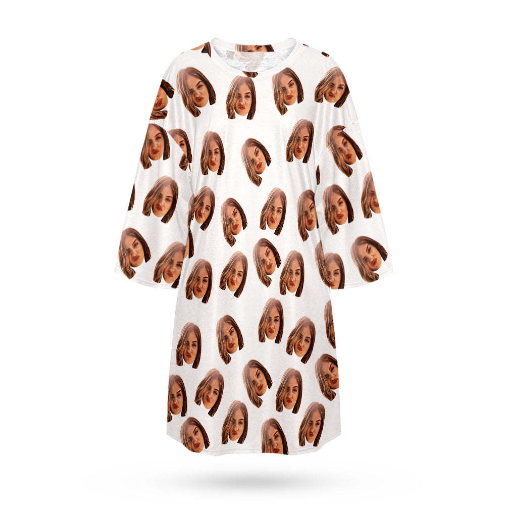 Custom Photo Face Nightdress Personalised Women's Oversized Colorful Nightshirt Gifts For Women - MyFaceSocksAu