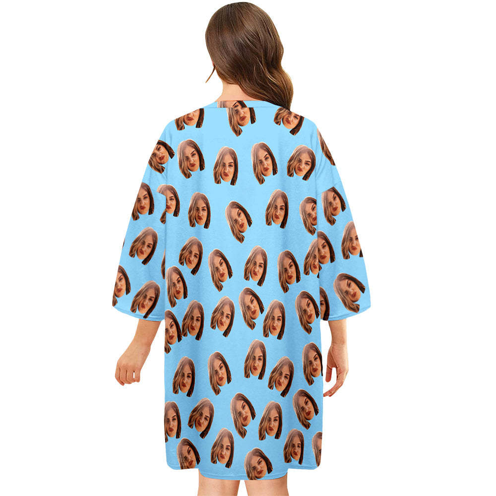 Custom Photo Face Nightdress Personalised Women's Oversized Colorful Nightshirt Gifts For Women - MyFaceSocksAu