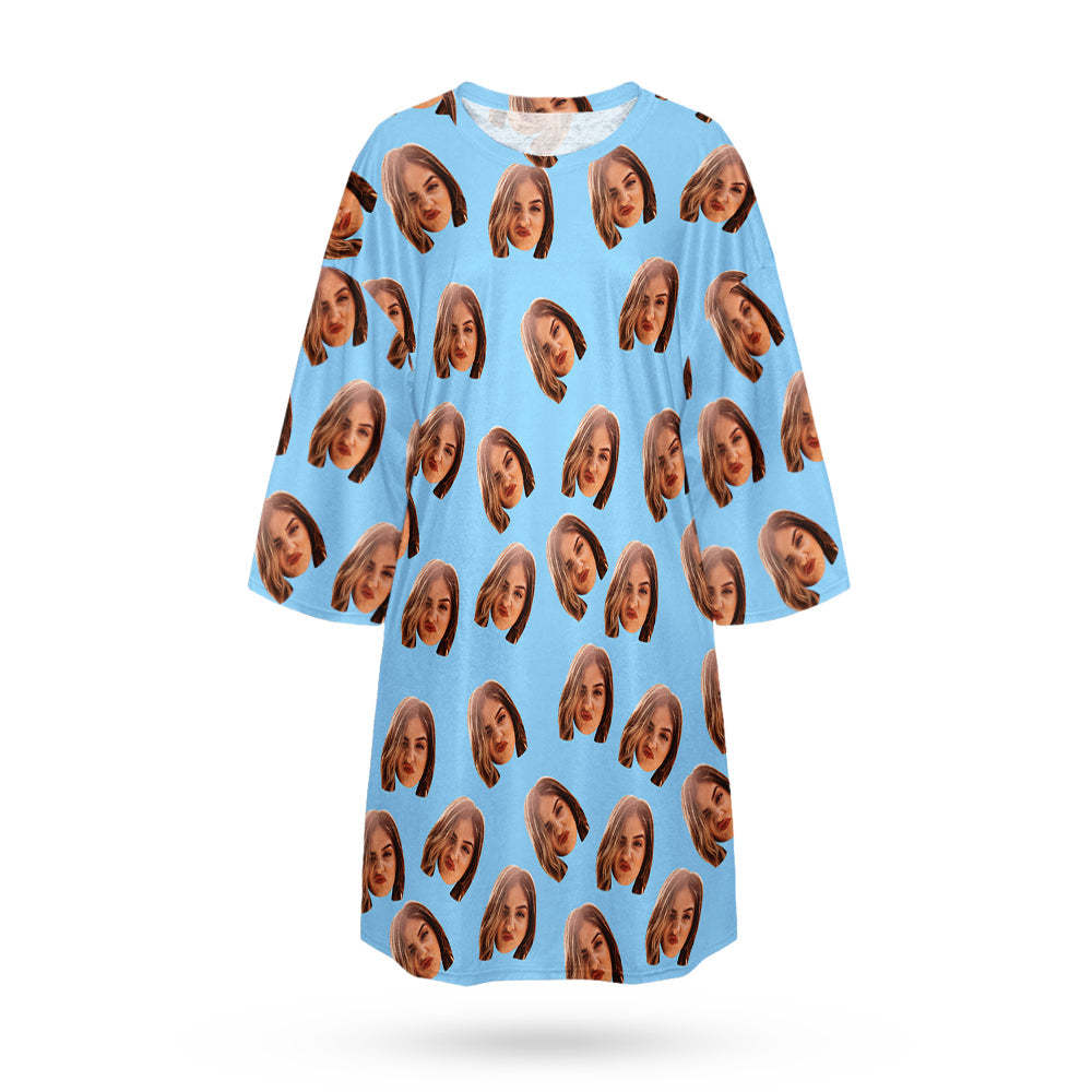 Custom Photo Face Nightdress Personalised Women's Oversized Colorful Nightshirt Gifts For Women - MyFaceSocksAu