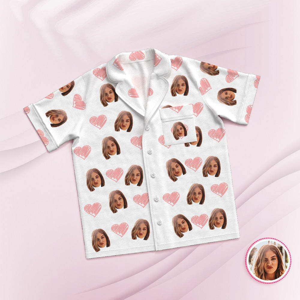 Custom Face Short Sleeved Pajamas Personalized Photo Sleepwear Holiday Gifts