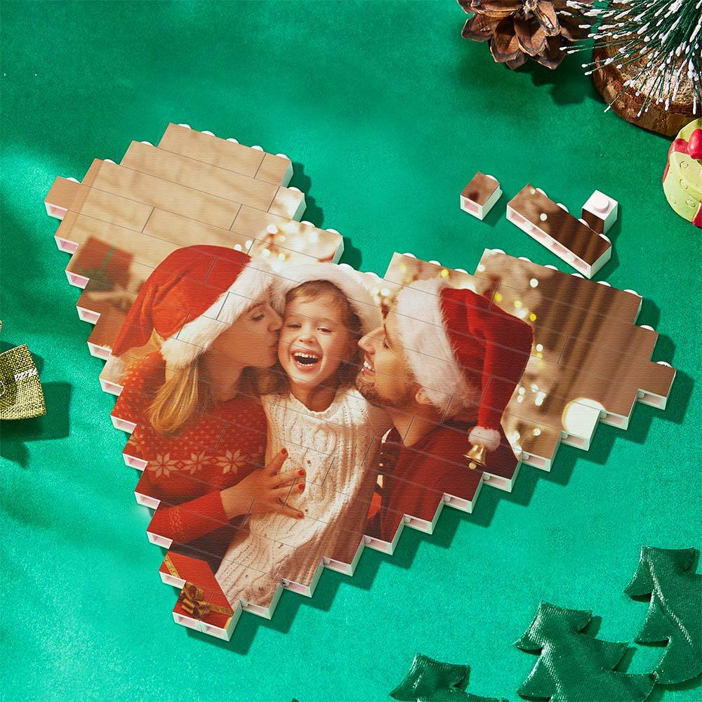 Christmas Gifts Custom Building Brick Personalised Photo Block Heart Shaped - MyFaceSocksAu