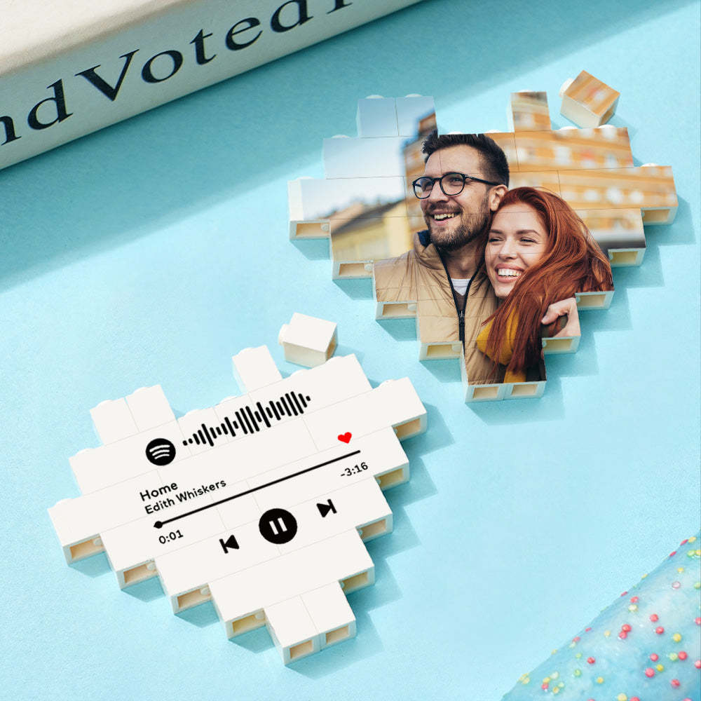 Custom Spotify Code Building Brick Personalised Photo Block Heart Shape - MyFaceSocksAu