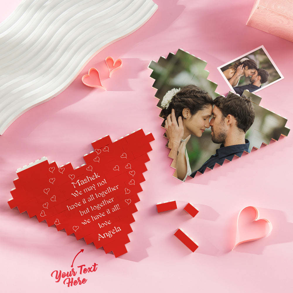 Custom Building Block Puzzle Heart Shape Photo Brick Valentine Gift for Lover - MyFaceSocksAu