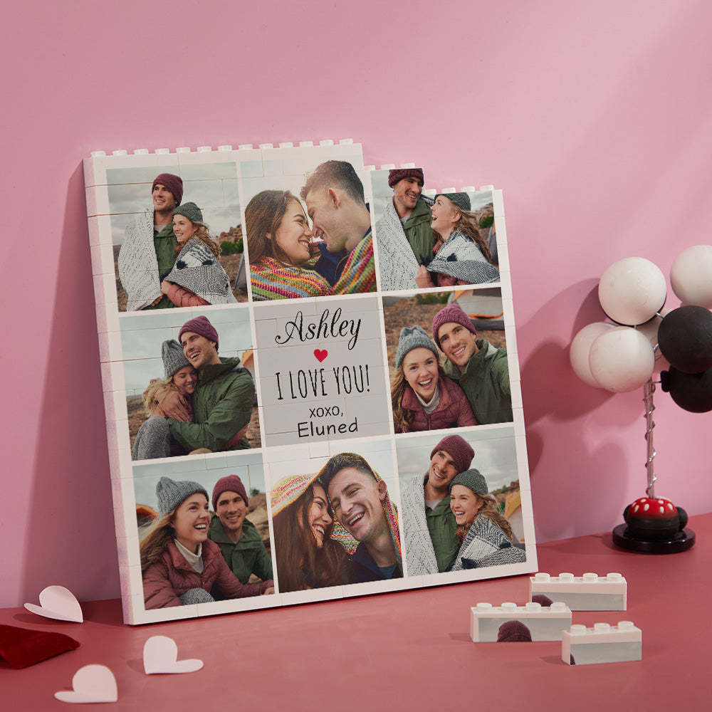 Custom Building Block Puzzle Square Photo Brick I Love You XOXO - MyFaceSocksAu