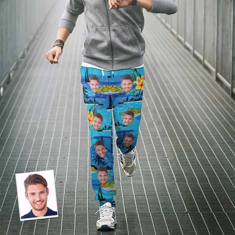 Custom Face Sweatpants Personalized Unisex Joggers Hawaiian Style