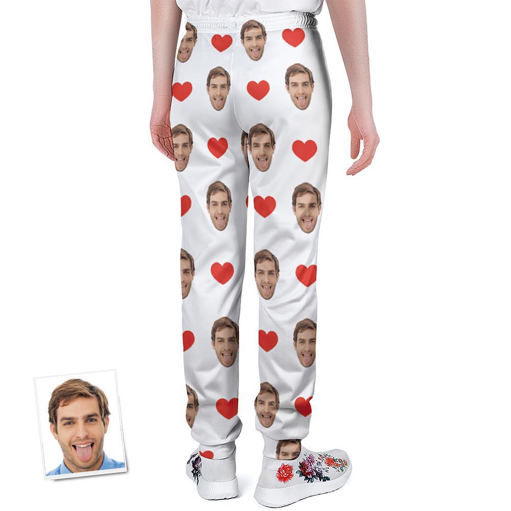 Custom Sweatpants Unisex Joggers with Face Heart Pattern